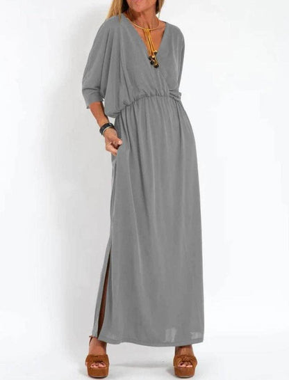 V-Neck Batwing Sleeve Maxi Dress with Pockets: Be A Show-Stopper—Simply IRRESISTIBLE