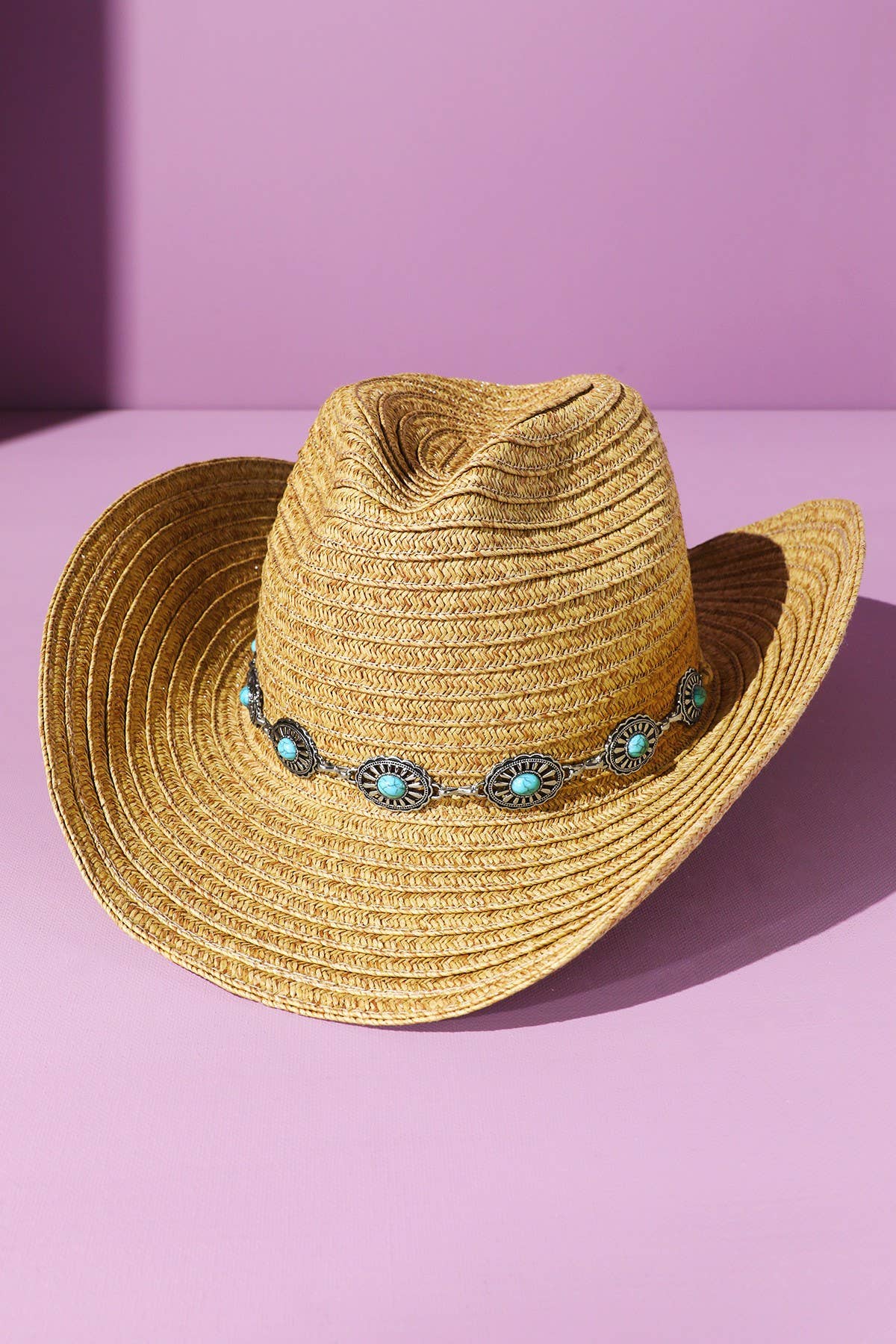 Shapeable Straw Cowboy Hat With Concho Band: Montana Boho Western Spirit Accessories