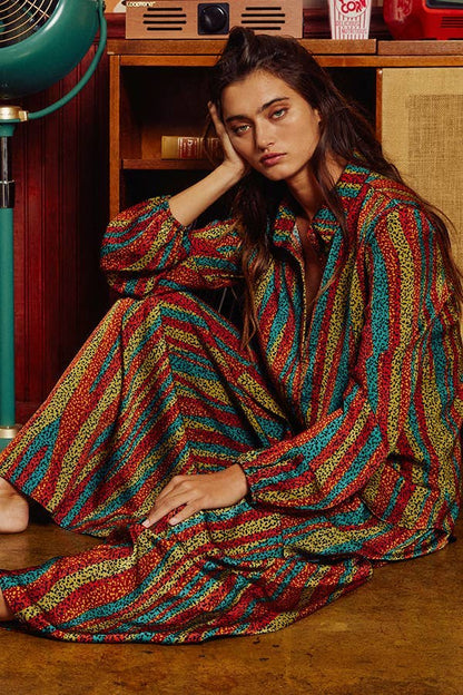 Montana Boho Western Spirit Fashion: Multi Color Long Sleeve Shirt Blouse