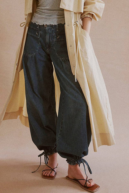Montana Boho Fahsion: Elastic-Cuff Straight Denim Jeans