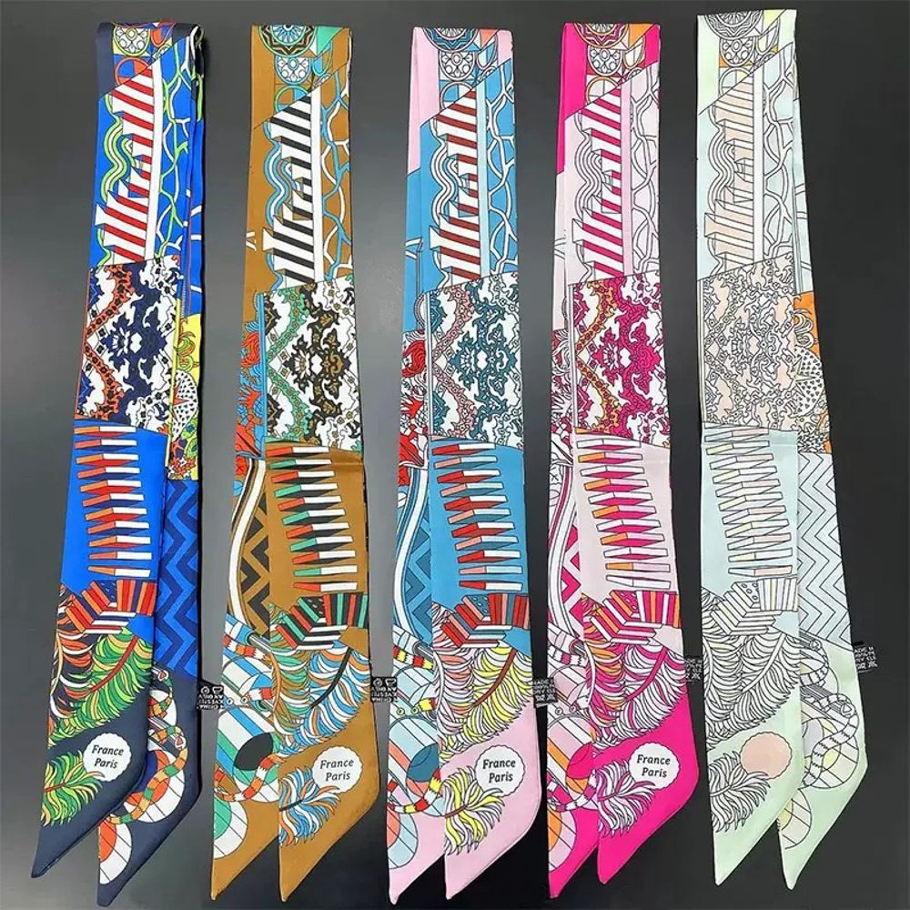 MULTI PATTERN SKINNY SCARF, Pink Twilly