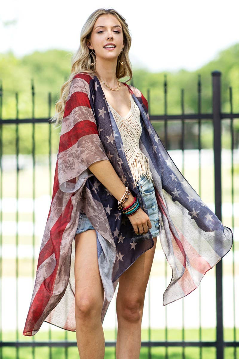 Vintage Stars & Stripes Kimono: Montana Boho Western Spirit Fashion:&nbsp;