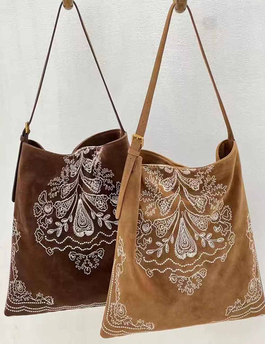 Montana Boho Western Spirit Accessories: Boho Embroidered Large Capacity Shoulder Bag