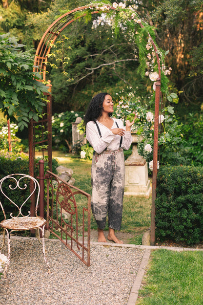 "Still I Rise"  Linen Cropped Artist Pant w/ Sunrise, Woman— FREE SPIRIT DREAMER Series: Boho & Free-People loving styles.