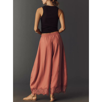 Flowy & Comfee: Lace Patchwork Wide-Leg Pants