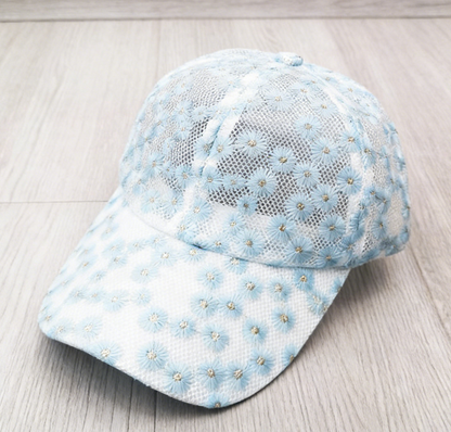 Boho Lace Mesh Cap Daisy Floral Baseball Cap