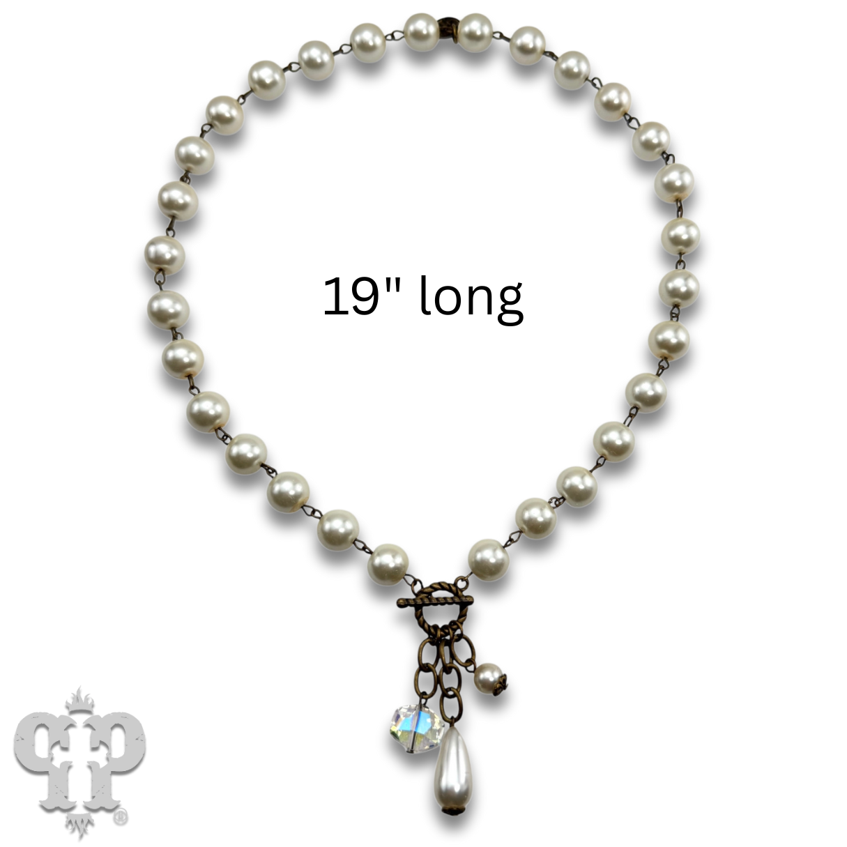"Ripples of YELLOWSTONE" Jewelry: Linked glass pearl necklace with bead charms