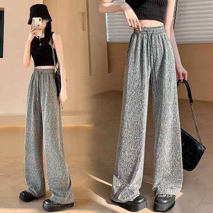 Wide Leg Stretchy Rhinestones Pant, High Waist, Loose Fit