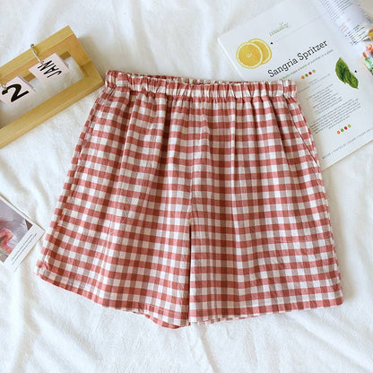 Soft cozy easy Gingham short cotton daily lounge short