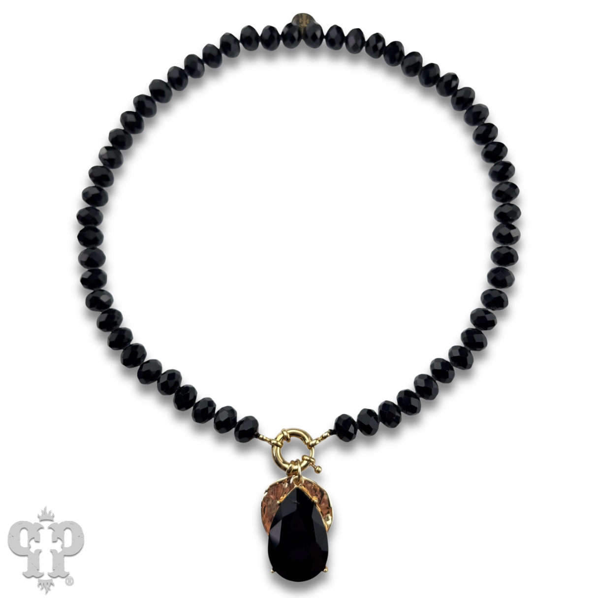 "Ripples of YELLOWSTONE" Jewelry: Large rhinestone teardrop necklace