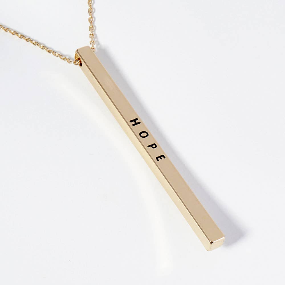 HOPE Brass Metal Bar Pendant Necklace: Montana Boho Western Spirit Jewelry