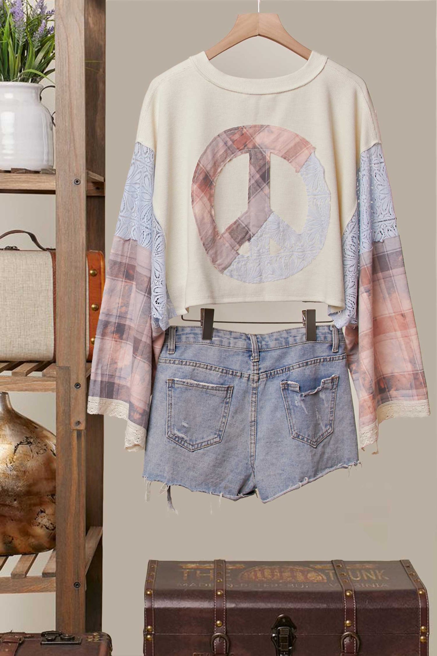 Montana BOHO Vibe: Peace Sign Patchwork Top