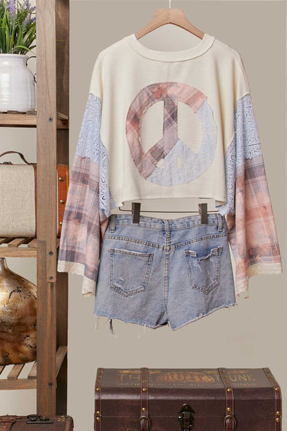 Montana BOHO Vibe: Peace Sign Patchwork Top