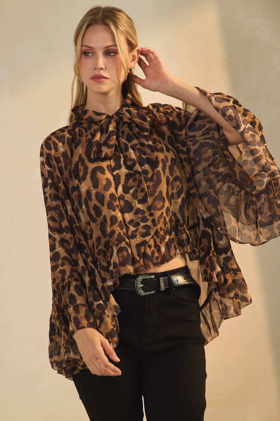 FREE SPIRIT DREAMER Series: Leopard Printed Chiffon Blouse