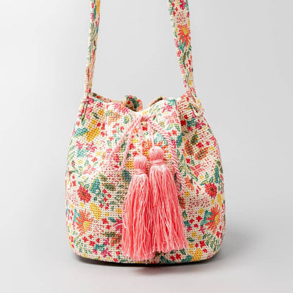 Vintage Print Bucket Shoulder Bag: FREE SPIRIT DREAMER Series: Boho & Free-People loving styles.