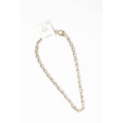 GOLD DIPPED MIXED METAL OVAL LINK CHAIN NECKLACE, Gold & Silver
