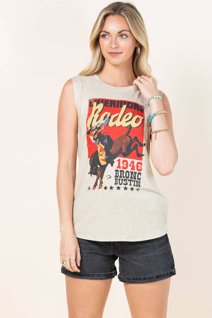 Montana Boho/Western Essentials:-ALBA WESTERN GRAPHIC SLEEVELESS KNIT TOP