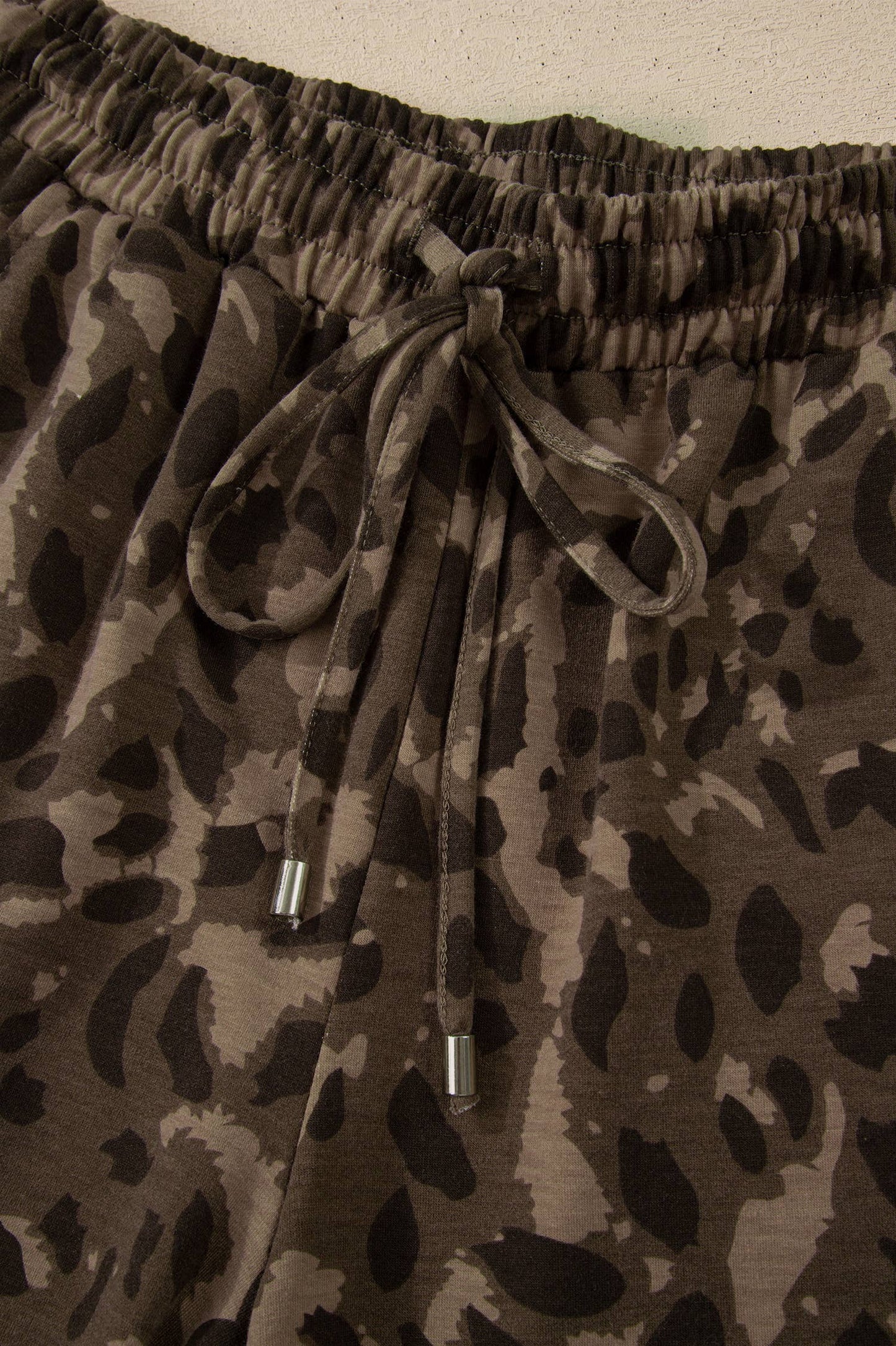 Casual Wanderer COMFY Series: Leopard Raw Seam Patched Pullover Drawstring Loose Pant Set