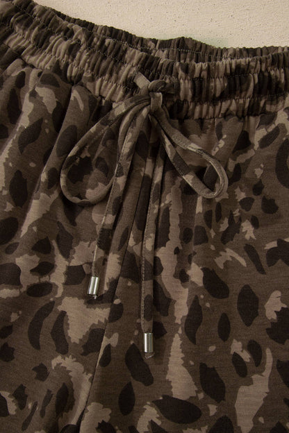 Casual Wanderer COMFY Series: Leopard Raw Seam Patched Pullover Drawstring Loose Pant Set