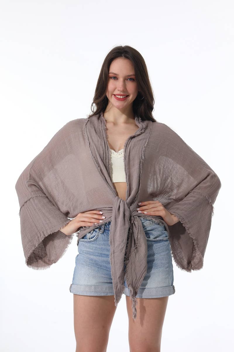 Crinkled Kimono Wrap - Fall Transition Essential (Teal)