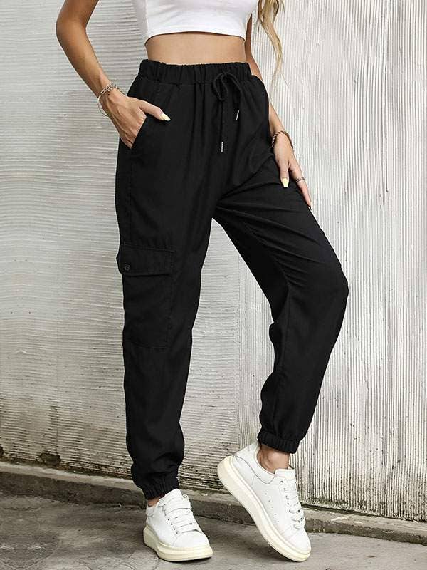 Casual Wanderer COMFY Series: Black light-weight, raised waist trousers