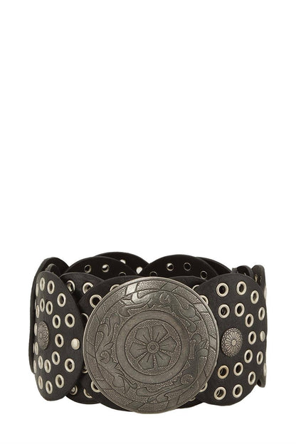 Montana Boho Western Spirit Accessories: DOUBLE LINER Y2K BOHO DISC BELT IW-94801AGO