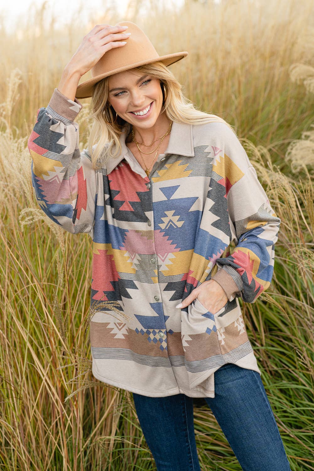 Aztec Cara Women's Button Down Shirt/Jacket