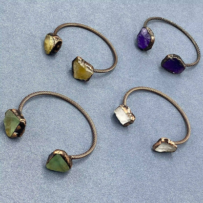 Rocky Mountain Spirit Jewelry: Vintage Natural Stone Retro Adjustable Cuff Bangle - CS