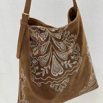 Montana Boho Western Spirit Accessories: Boho Embroidered Large Capacity Shoulder Bag