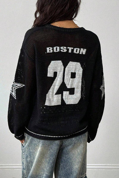 Cropped Number Knit Sweater: FREE SPIRIT DREAMER Series: Boho &amp; Free-People loving styles.