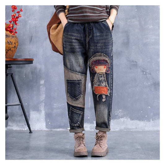 Retro Embroidery Patchwork Jeans: FREE SPIRIT DREAMER Series: Boho & Free-People loving styles.
