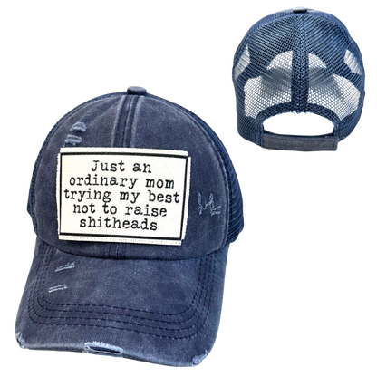 MOM TRYING NOT TO RAISE SHITHEADS | WOMAN'S HAT | DISTRESSED