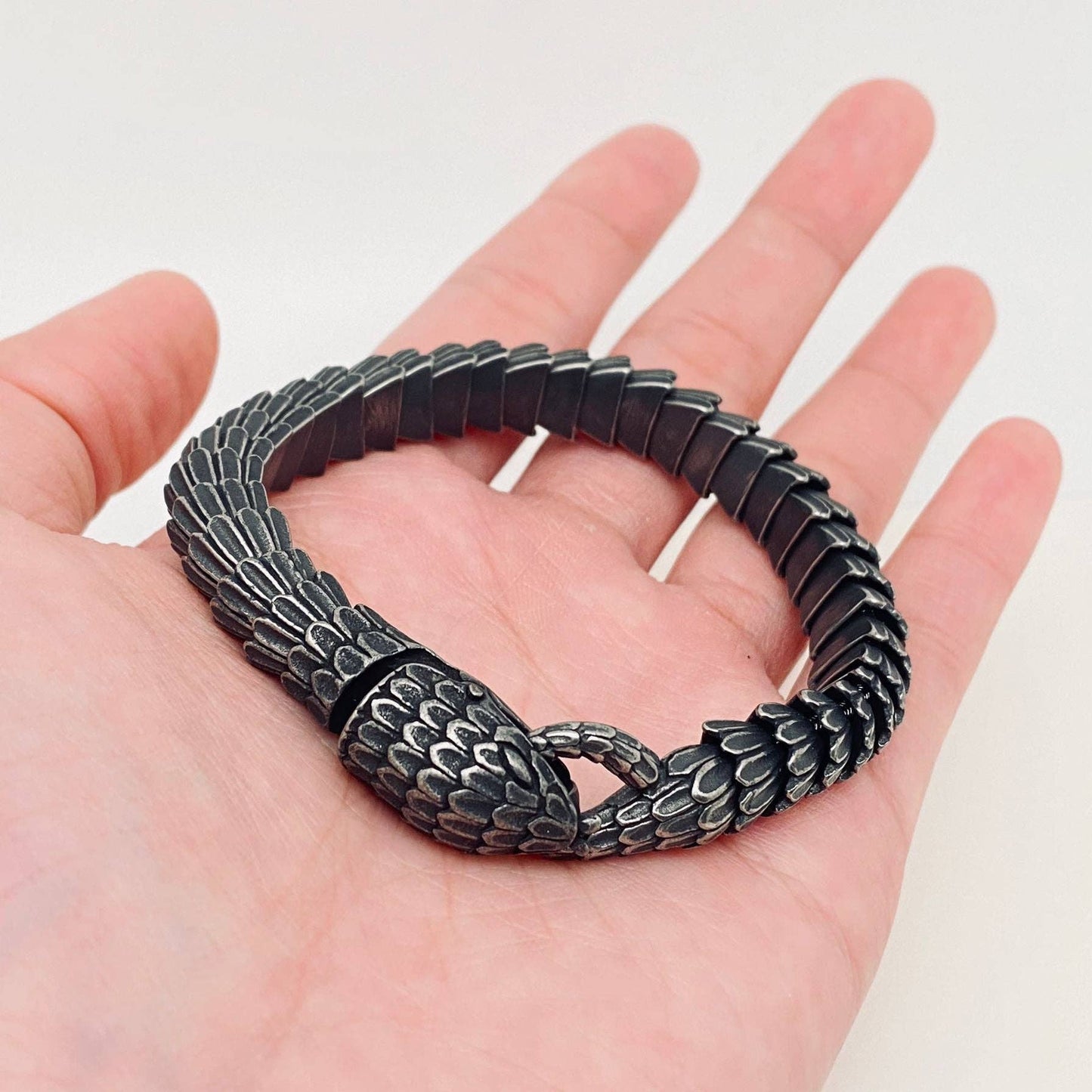 VOGUE—Runway Series: Black Coated Stainless Steel Snake Chain Bracelet