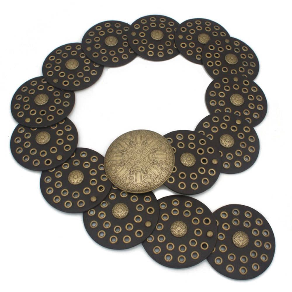 Montana Boho Western Spirit Accessories: DOUBLE LINER Y2K BOHO DISC BELT IW-94801AGO