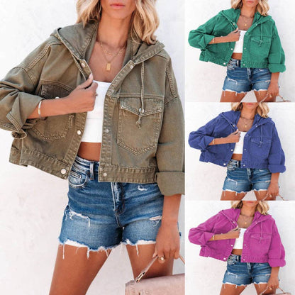 Montana Boho Western Spirit Fashion: Fashion-Forward Hooded Loose Denim Jacket
