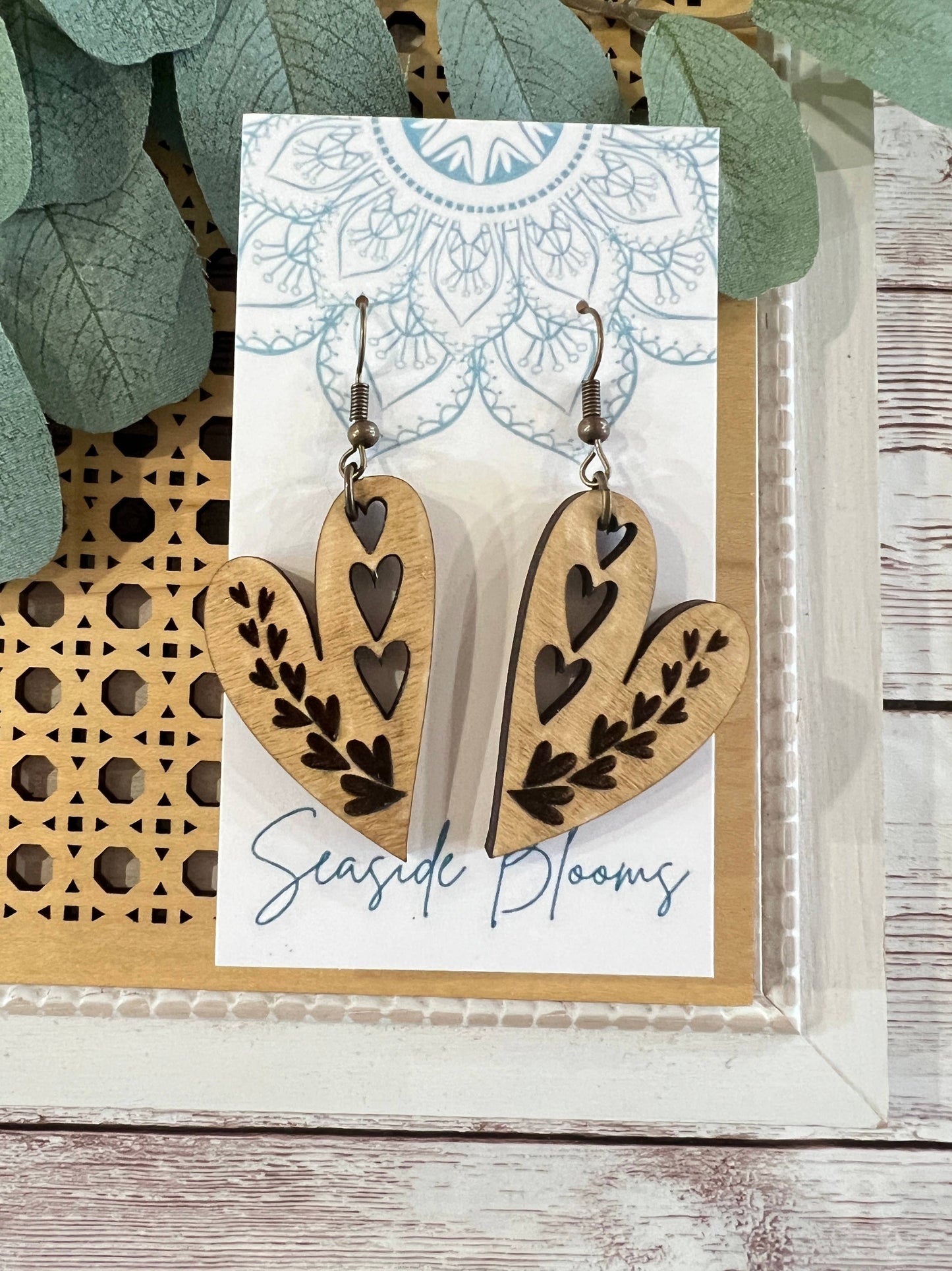 Boho HEART maple wood earring: Montana Boho Western Spirit Jewelry: