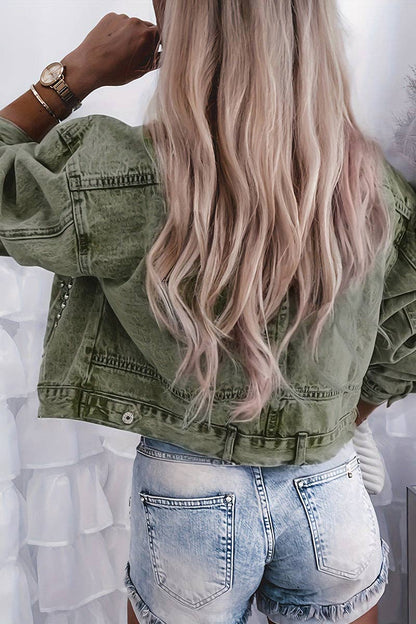 Montana Boho Western Spirit Fashion: Studded Denim Jacket with Button Accents
