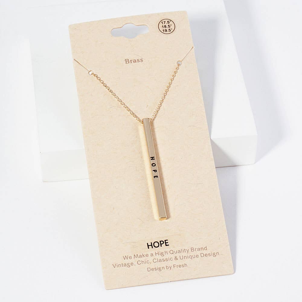 HOPE Brass Metal Bar Pendant Necklace: Montana Boho Western Spirit Jewelry