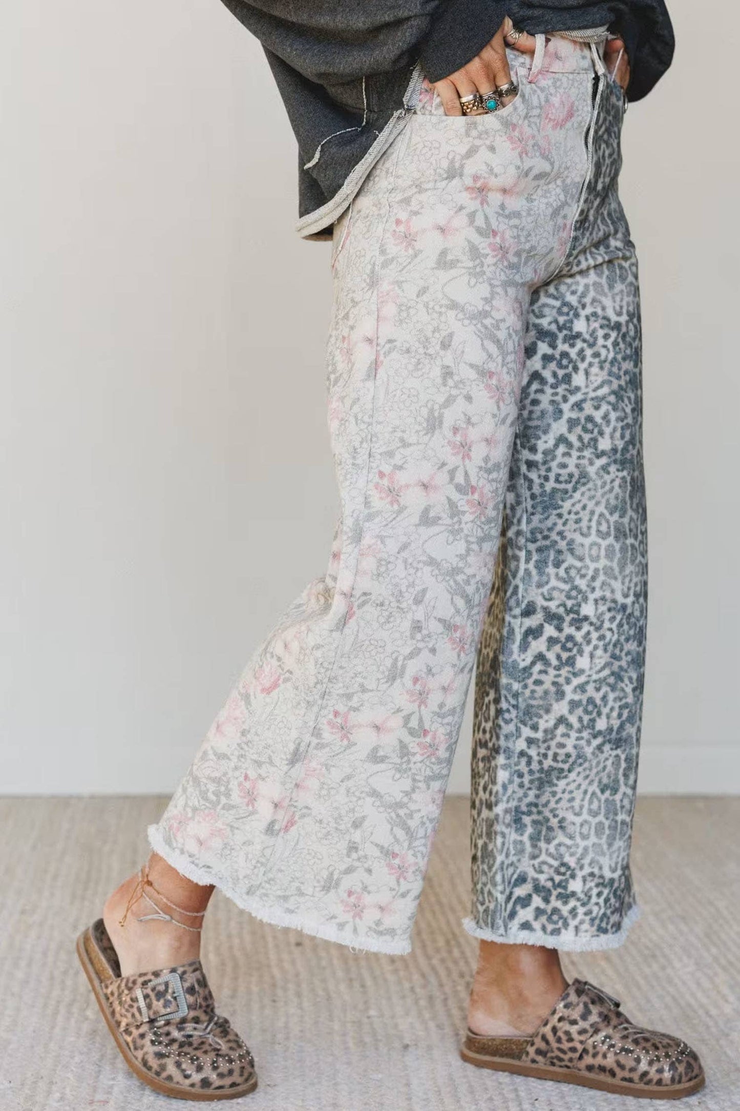 Faded Camo Print Leopard Patchwork Jeans: FREE SPIRIT DREAMER Series: Boho &amp; Free-People loving styles.&nbsp;