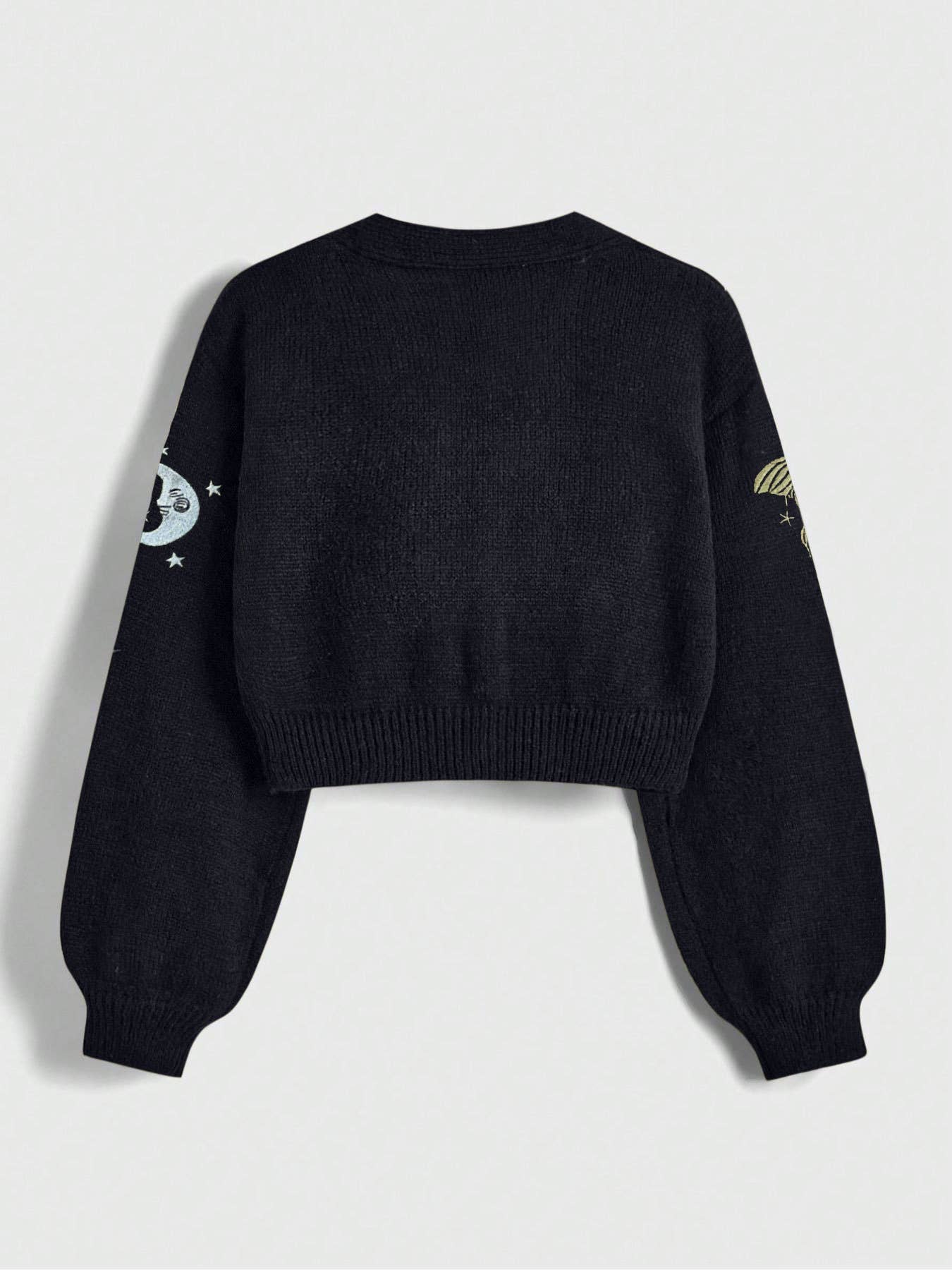 Mysterious Universe Sun & Moon Embroidered cropped cardigan