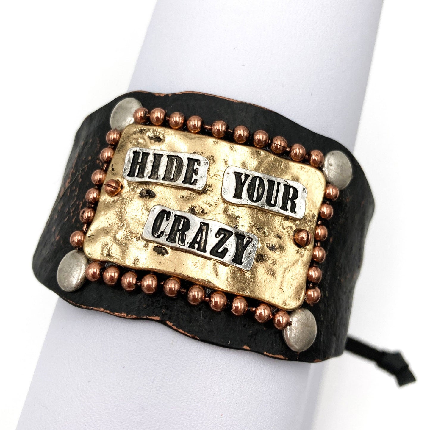 Montana Boho/Western Spirit Jewerly: Hide Your Crazy Silver Gold Patina Western Bracelet Cuff