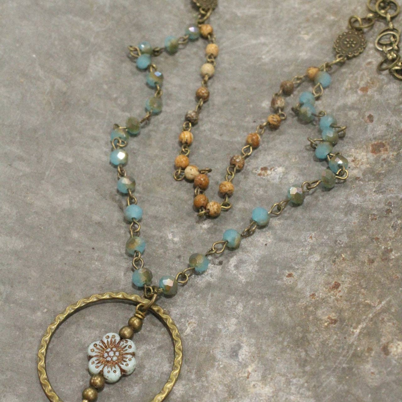 Picasso Wildflower Glass Bead Necklace: FREE SPIRIT DREAMER Series: Boho & Free-People loving styles.