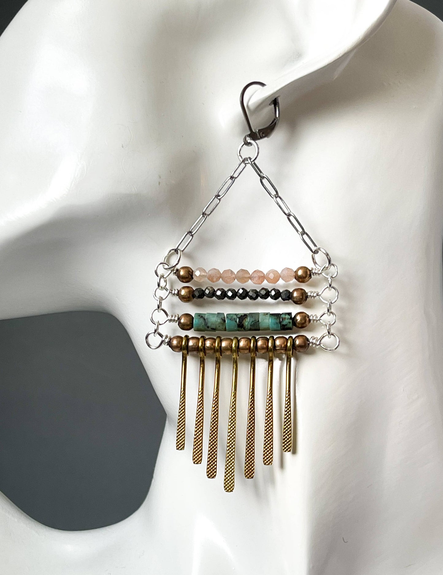Montana Boho/Western Spirit Jewelry: Natural Stone and mixed metal earrings
