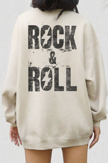 ROCK & ROLL OVERSIZE FRONT & BACK GRAPHIC TERRY SWEATSHIRTS