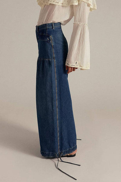 Montana Boho Fahsion: Elastic-Cuff Straight Denim Jeans