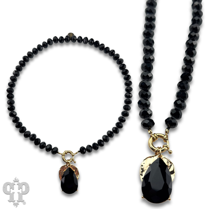 "Ripples of YELLOWSTONE" Jewelry: Large rhinestone teardrop necklace
