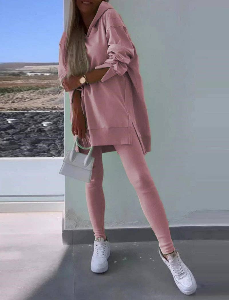 Casual Wanderer COMFY Series: Solid Hoodie and Leggings Set