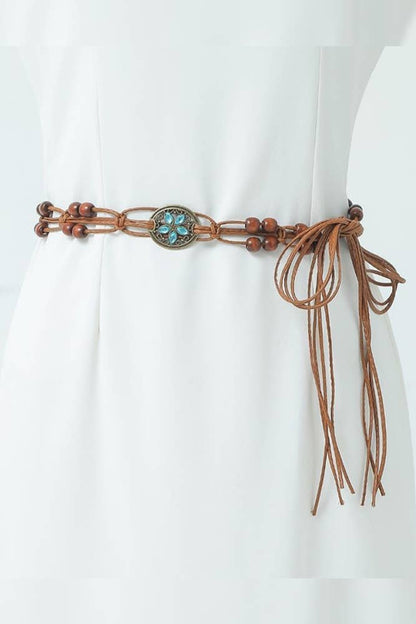 Boho Butterfly Pendant Cord Waist Belt