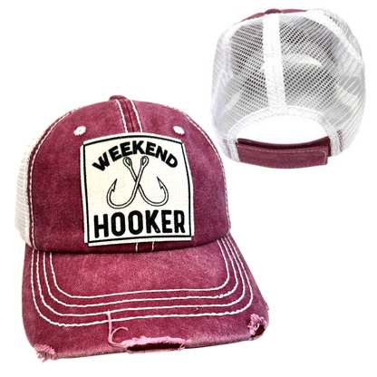 WEEKEND HOOKER | FISHING | UNISEX HAT | DISTRESSED: Montana Boho Western Spirit Accessories: