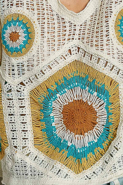 Granny Circle Motif Scalloped Edge Crochet Top: FREE SPIRIT DREAMER Series: Boho &amp; Free-People loving styles.&nbsp;